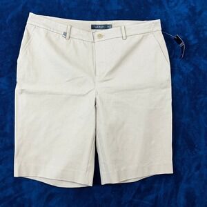 NEW Lauren Ralph Lauren Chino Shorts Size 14W BLACK LABEL Khaki High Rise